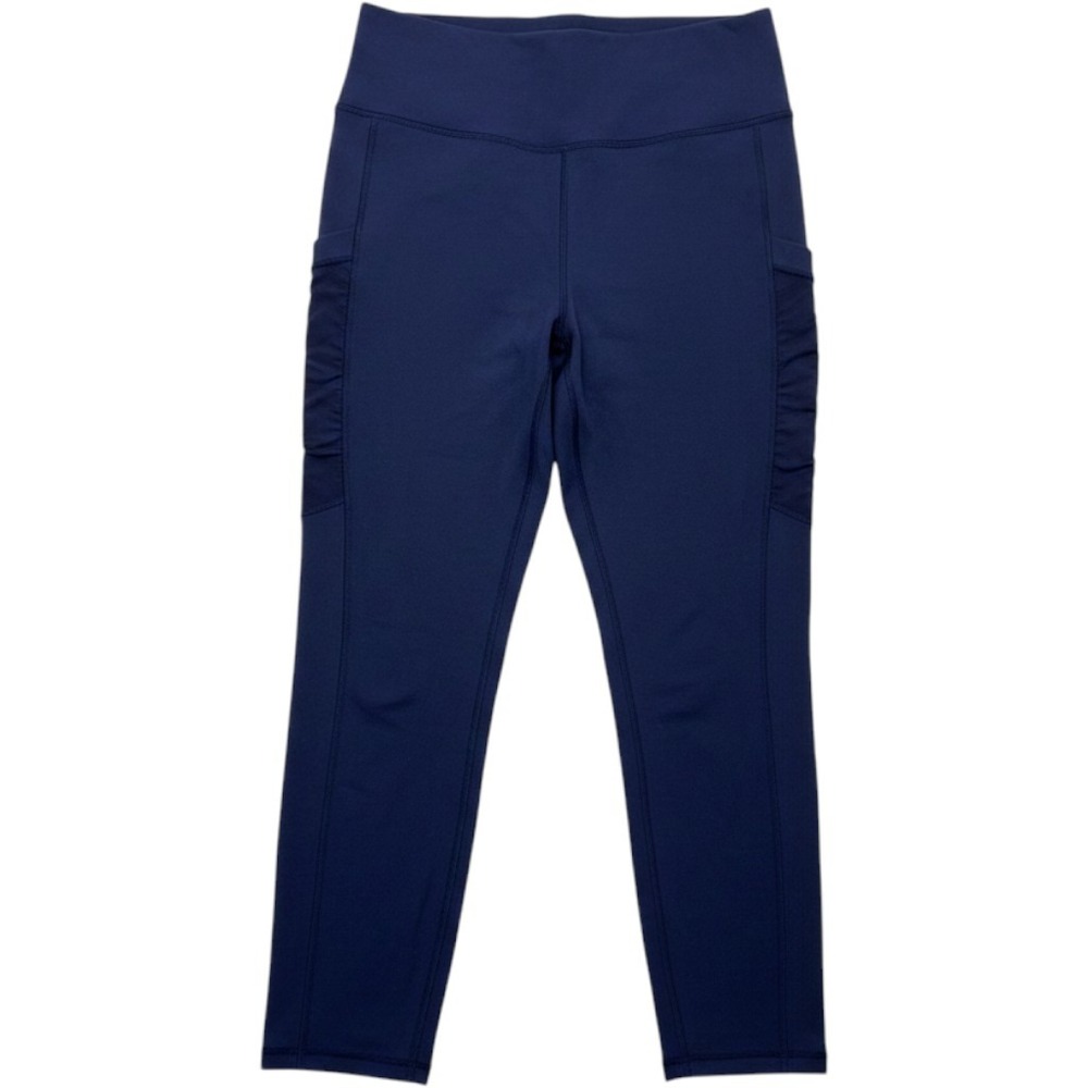 Fabletics PowerHold Navy Cropped Leggings Mesh Side Pockets High Compression L